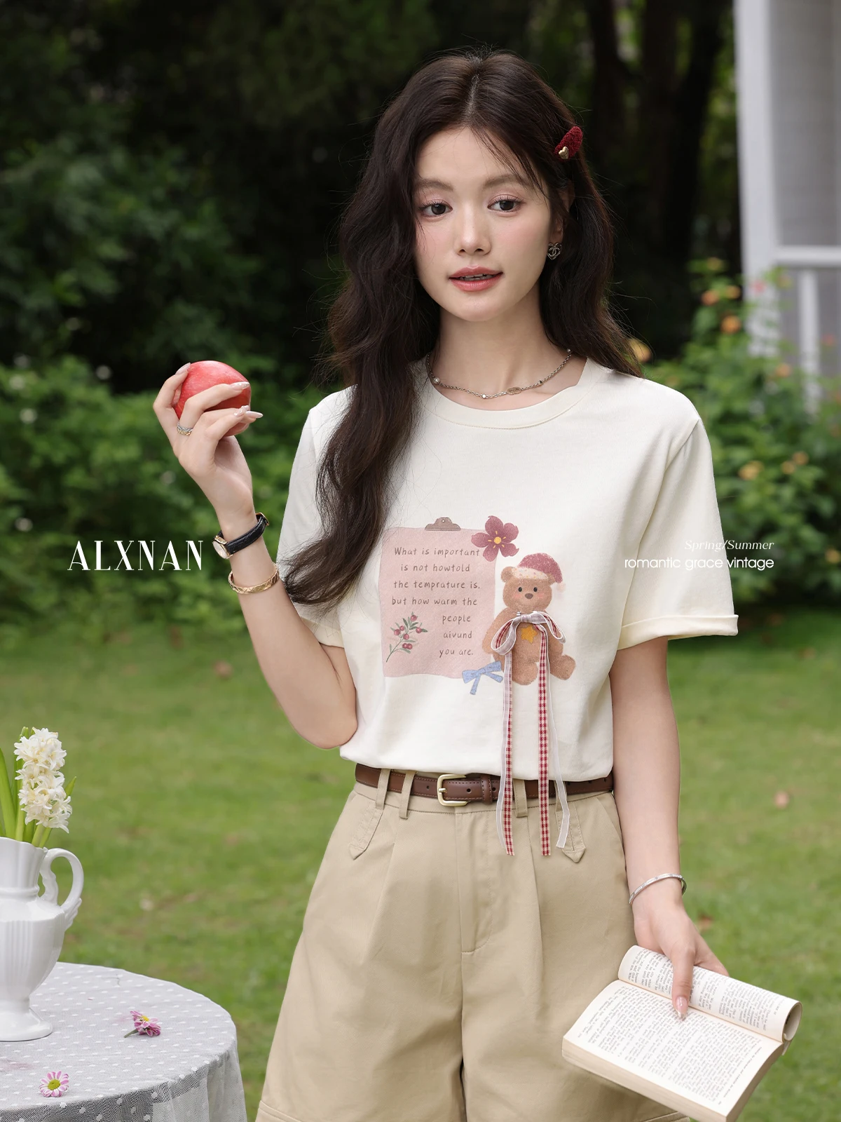ALXNAN Women's Printed T-shirt Elegant Sweet Loose-fit Casual Cotton 100% T-shirt 2025 Summer Short Sleeve Tops Ladies L557123
ALXNAN Women's Printed T-shirt Elegant Sweet Loose-fit Casual Cotton 100% T-shirt 2025 Summer Short Sleeve Tops Ladies L557123