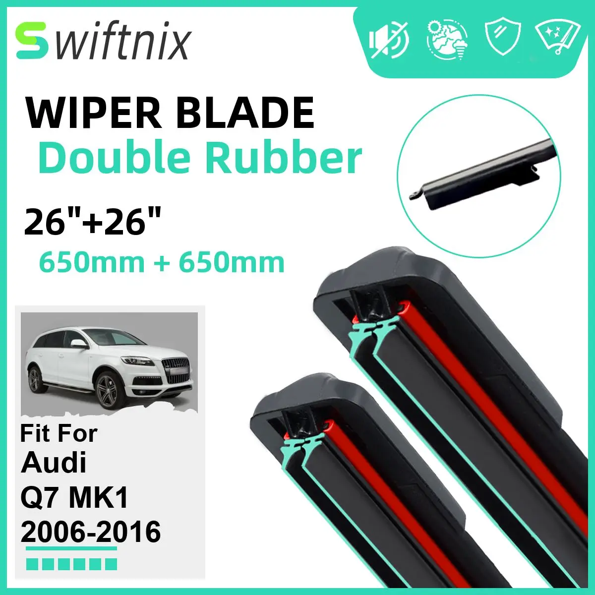 Двойные резиновые автомобильные дворники для Audi Q7 MK1 2006-2016, передние резиновые аксессуары 2008, 2009, 2010, 2011, 2012, 2013, 2014, 2015, 2016
Двойные резиновые автомобильные дворники для Audi Q7 MK1 2006-2016, передние резиновые аксессуары 2008, 2009, 2010, 2011, 2012, 2013, 2014, 2015, 2016