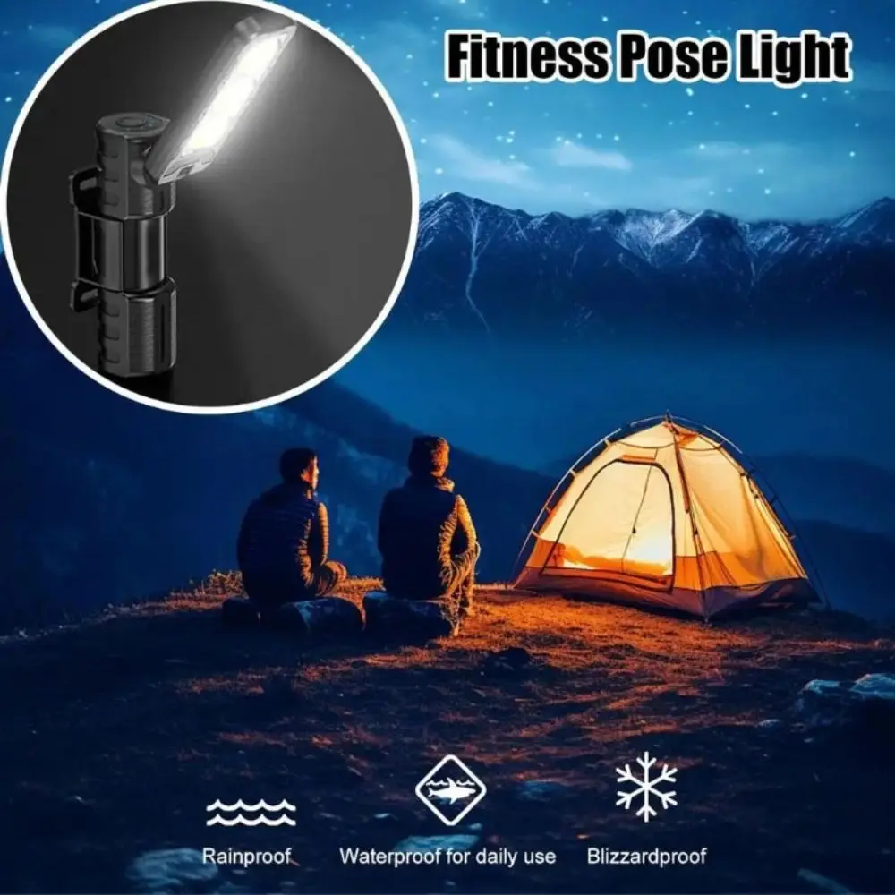 6-Modes Dimming Handheld Worklight 180-Degree Rotation Waterproof Design Portable Gym Lamp Foldable Portable USB Rechargeable