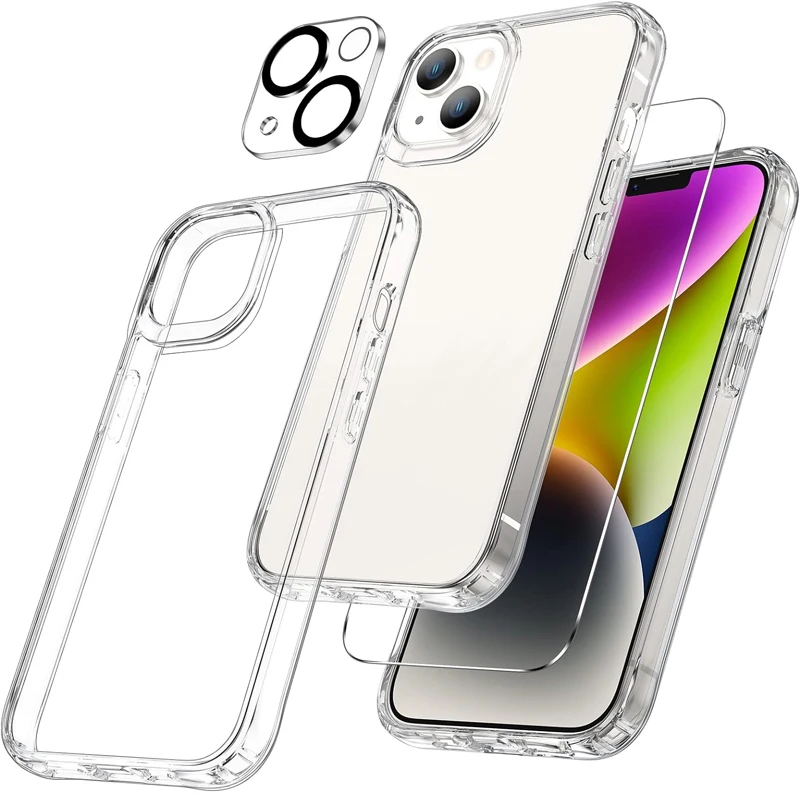 3 in 1 Clear Shockproof Phone Case With Tempered Glass Screen and Lens Protector for iPhone 16 15 14 Pro Max 13 12 11Plus Funda
3 in 1 Clear Shockproof Phone Case With Tempered Glass Screen and Lens Protector for iPhone 16 15 14 Pro Max 13 12 11Plus Funda