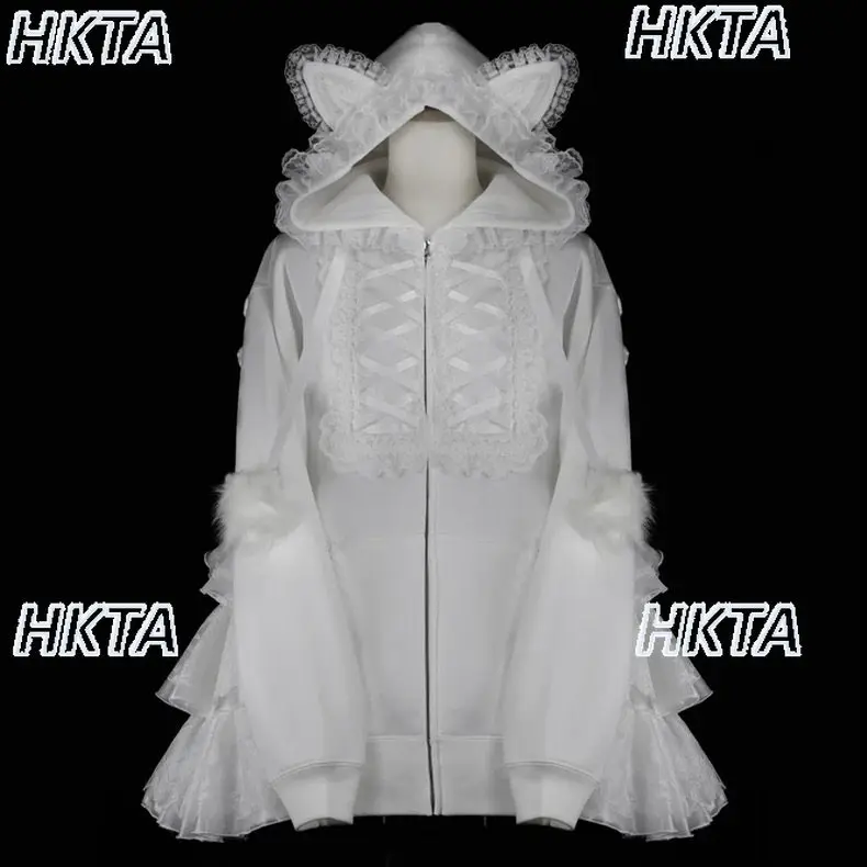 Готическая темная японская толстовка в стиле Харадзюку, женская милая кружевная бейка с кошачьими ушками и капюшоном на спине, галстук с крыльями ангела, кружевная повседневная куртка, толстовка
Готическая темная японская толстовка в стиле Харадзюку, женская милая кружевная бейка с кошачьими ушками и капюшоном на спине, галстук с крыльями ангела, кружевная повседневная куртка, толстовка