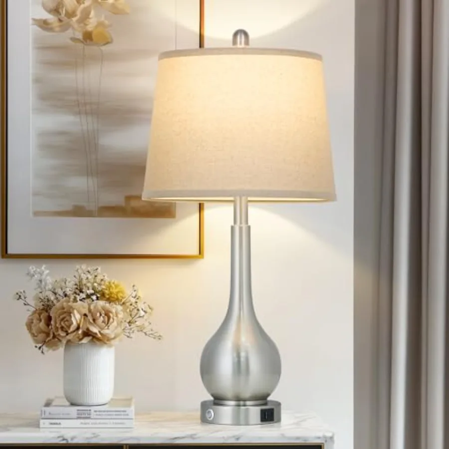 26" Silver Table Lamp for Living Room Single, Touch Control Bedside Lamp with USB Charging Ports, 3-Way Dimmable Brushed Nickel
26" Silver Table Lamp for Living Room Single, Touch Control Bedside Lamp with USB Charging Ports, 3-Way Dimmable Brushed Nickel