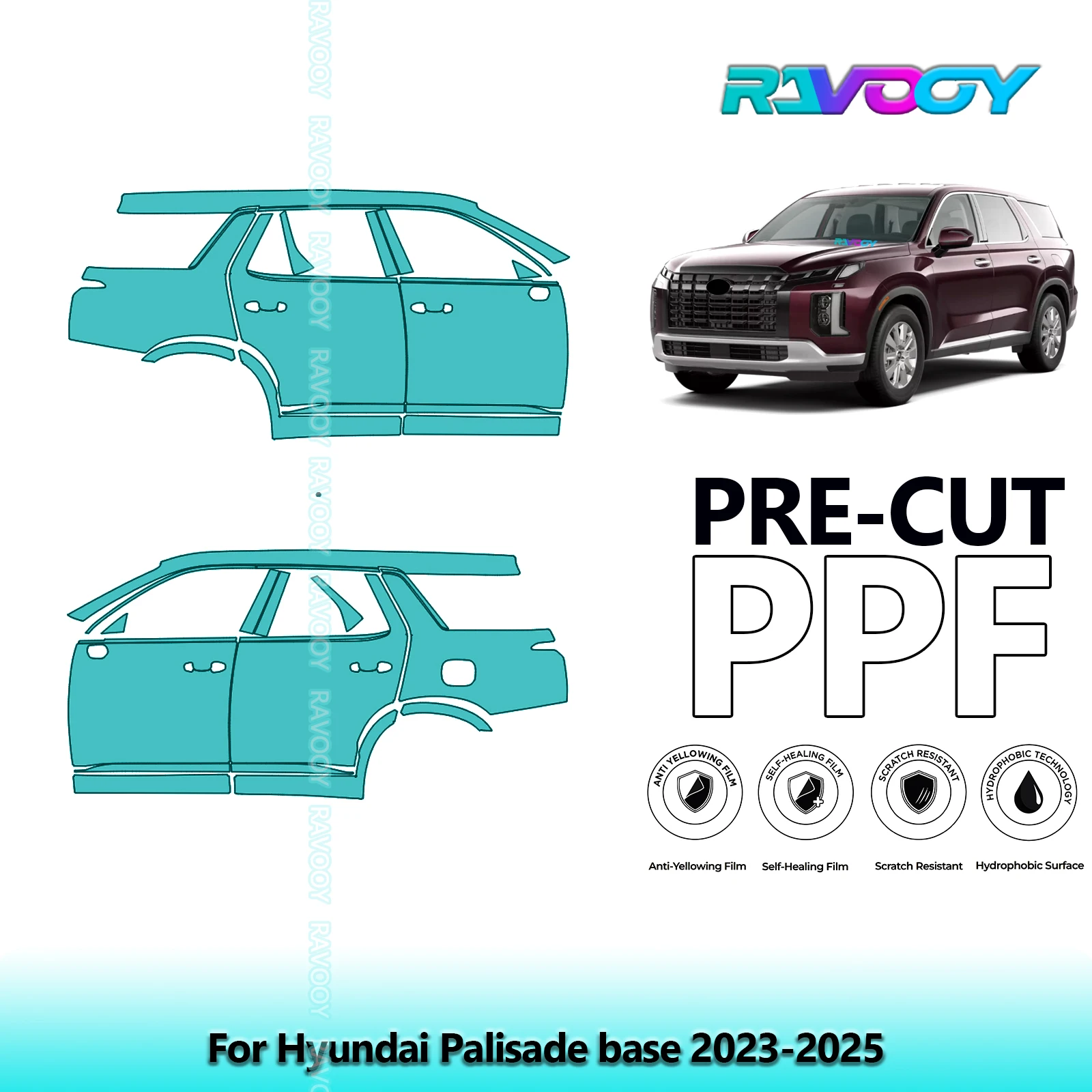 For Hyundai Palisade base 2023-2025 8.5mil Clear Matte Pre-Cut PPF Door & A/B Pillar Kit TPU Paint Protection Film Set
For Hyundai Palisade base 2023-2025 8.5mil Clear Matte Pre-Cut PPF Door & A/B Pillar Kit TPU Paint Protection Film Set