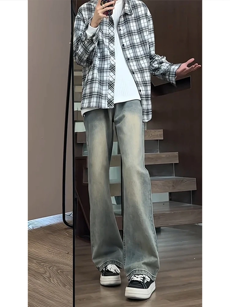 Retro Blue Flared Jeans Men's Slim Straight High Waist Long Pants Waed Knife Street Sle Vibe Autumn Faion Jeans
Retro Blue Flared Jeans Men's Slim Straight High Waist Long Pants Waed Knife Street Sle Vibe Autumn Faion Jeans