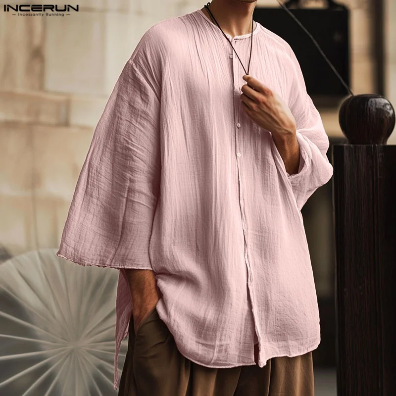 INCERUN Men Shirt Solid Color O-neck 3/4 Sleeve Oversize Casual Men Clothing Streetwear Vintage 2025 Tops Male Shirts S-5XL
INCERUN Men Shirt Solid Color O-neck 3/4 Sleeve Oversize Casual Men Clothing Streetwear Vintage 2025 Tops Male Shirts S-5XL