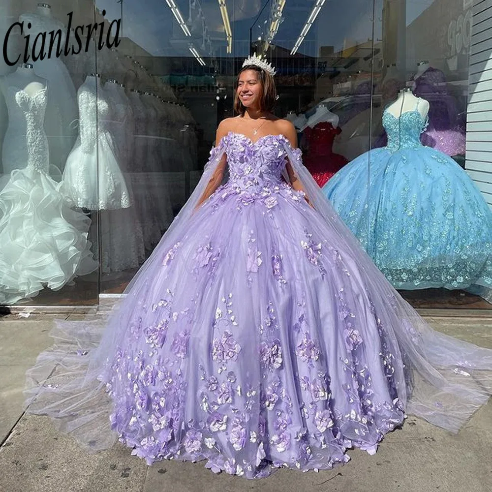 Lavender Tulle 3D Flowers Quinceanera Dresses Flowers Lace-up Graduation Dress Sweet 16 Gown Vestidos De 15 Años
Lavender Tulle 3D Flowers Quinceanera Dresses Flowers Lace-up Graduation Dress Sweet 16 Gown Vestidos De 15 Años