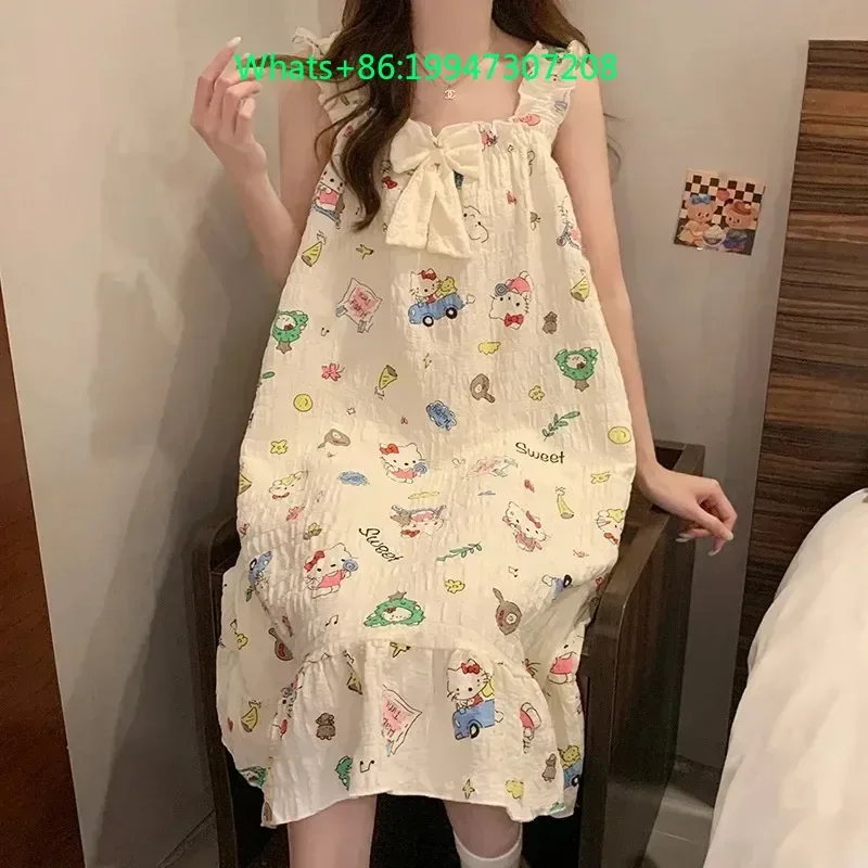 2025 new summer cute Hello Kitty with chest pad suspender nightdress Hello Kitty cotton comfortable women's loungewear
2025 new summer cute Hello Kitty with chest pad suspender nightdress Hello Kitty cotton comfortable women's loungewear