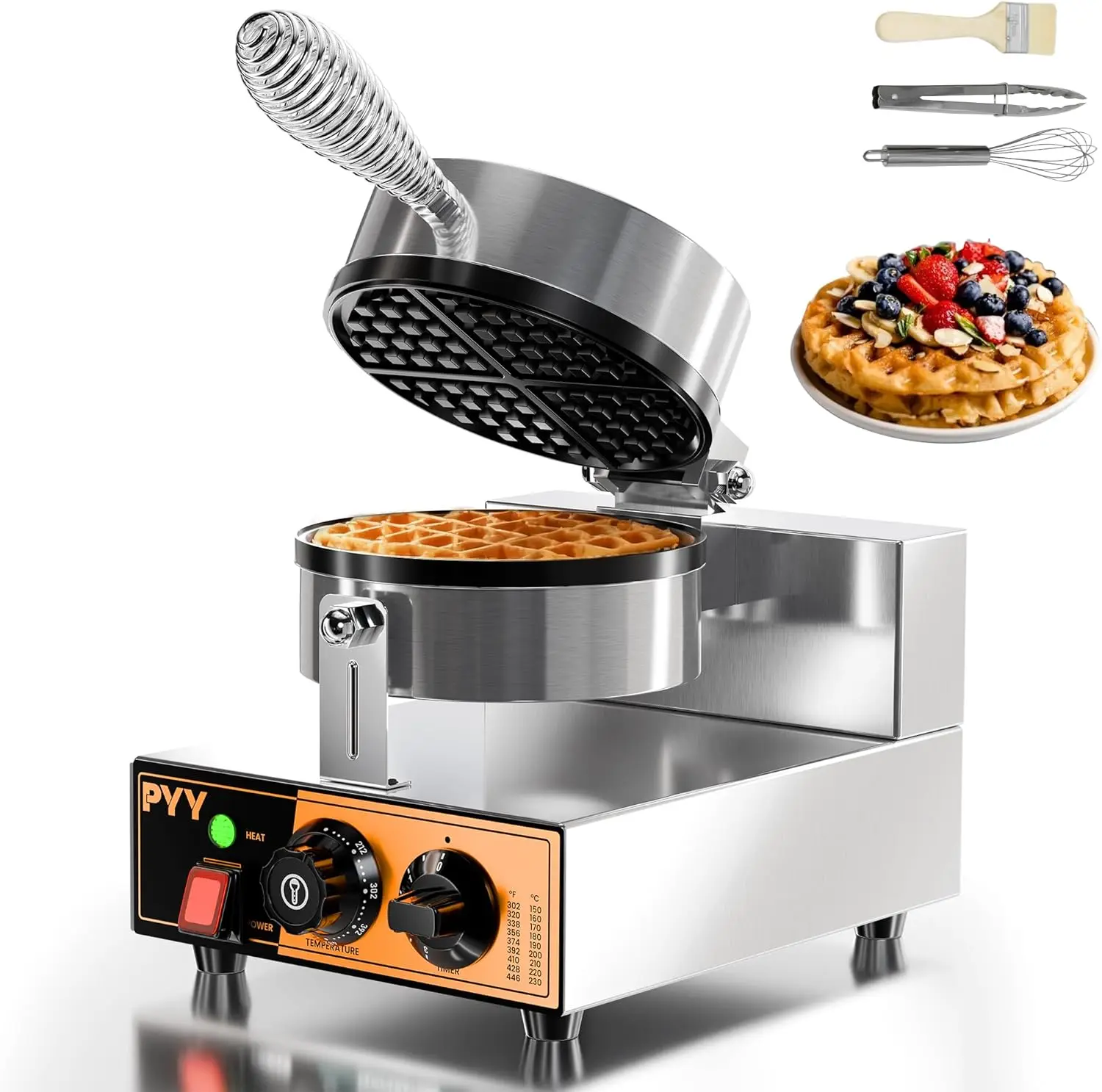 Commercial Waffle Maker - 1300W Non-Stick, 20Pcs/Hour, Adjustable Timer & Temperature for Home or Restaurant Use
Commercial Waffle Maker - 1300W Non-Stick, 20Pcs/Hour, Adjustable Timer & Temperature for Home or Restaurant Use