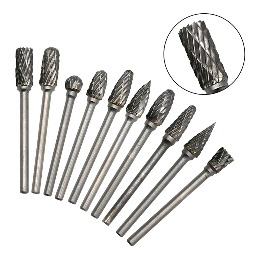 10pcs Carbide Burr Set, Hard Alloy Tungsten Steel Double Cut Rotary File Milling Cutter Head, Woodworking Grinding Carvin
10pcs Carbide Burr Set, Hard Alloy Tungsten Steel Double Cut Rotary File Milling Cutter Head, Woodworking Grinding Carvin
