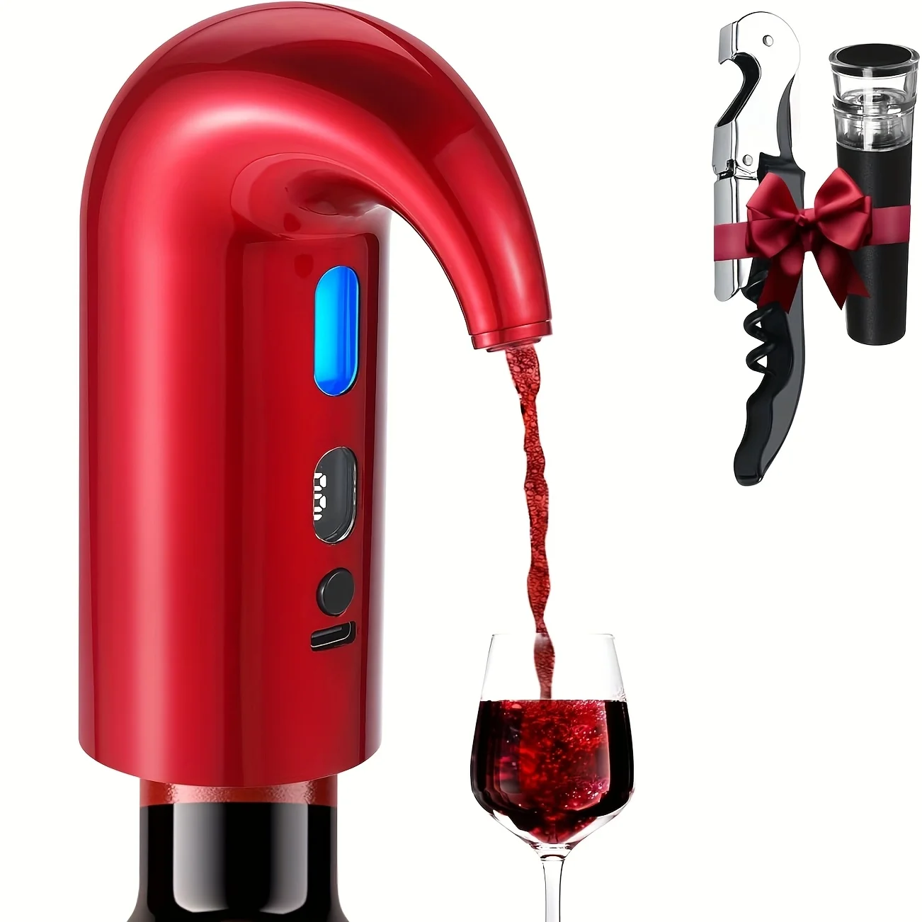 3-in-1 Mini Electric Wine Aerator, Decanter & Dispenser Set: USB Rechargeable Automatic Wine Pourer, With Wine Opener, Wine Stopper, Deal Gift For Wine Lover
3-in-1 Mini Electric Wine Aerator, Decanter & Dispenser Set: USB Rechargeable Automatic Wine Pourer, With Wine Opener, Wine Stopper, Deal Gift For Wine Lover