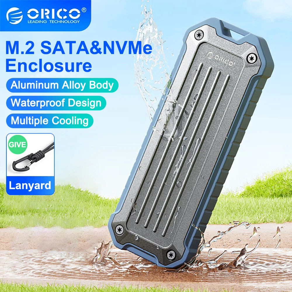ORICO M.2 NVMe SATA SSD Case Zinc Alloy Waterproof Shockproof Enclosure 10Gbps with Lanyard Heatsink Portable SSD Case for PC
ORICO M.2 NVMe SATA SSD Case Zinc Alloy Waterproof Shockproof Enclosure 10Gbps with Lanyard Heatsink Portable SSD Case for PC