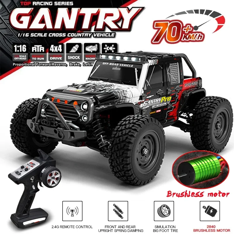 16103PRO 2.4GHz 70KM/H Professional RC Car: Brushless Motor, 1:16 Scale 4WD High-Speed Off-road Climbing Vehicle Wtith LED Light
16103PRO 2.4GHz 70KM/H Professional RC Car: Brushless Motor, 1:16 Scale 4WD High-Speed Off-road Climbing Vehicle Wtith LED Light