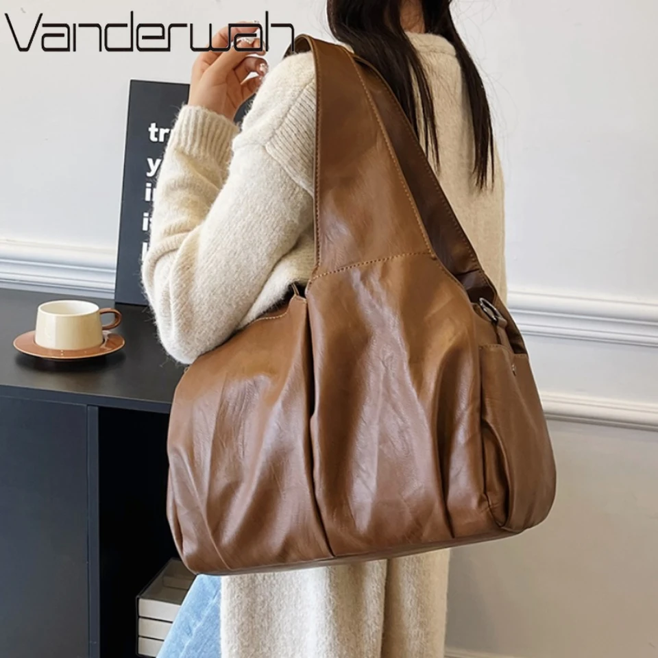 Big Black Large Hobo Shopper Capacity Pu Leather Shoulder Bag Solid Color Simple Fashion Commuter Bag Retro Travel Tote Handbags
Big Black Large Hobo Shopper Capacity Pu Leather Shoulder Bag Solid Color Simple Fashion Commuter Bag Retro Travel Tote Handbags