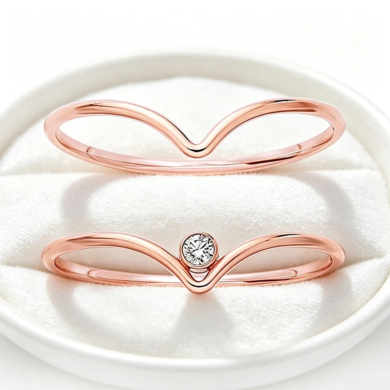 14K Rose Gold Filled V Shape Ring with 2mm CZ round Bezel Chevron Ring for Women Elegant Wedding Engagement Party Jewelry
14K Rose Gold Filled V Shape Ring with 2mm CZ round Bezel Chevron Ring for Women Elegant Wedding Engagement Party Jewelry