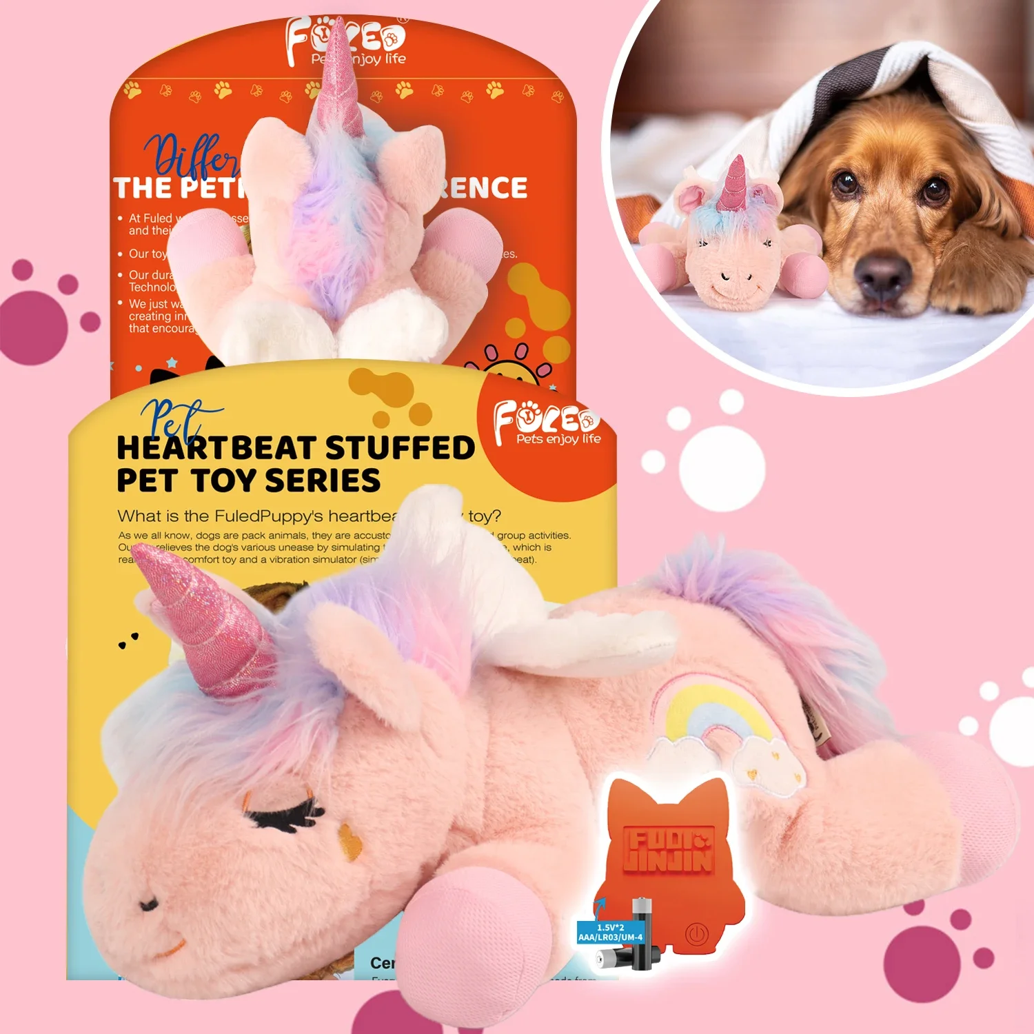 PETFULED Unicorn Plush Dog Toy Heartbeat Puppy Comfort Sleep Aid Stress Reducing Durable Chew Toy for Crates
PETFULED Unicorn Plush Dog Toy Heartbeat Puppy Comfort Sleep Aid Stress Reducing Durable Chew Toy for Crates