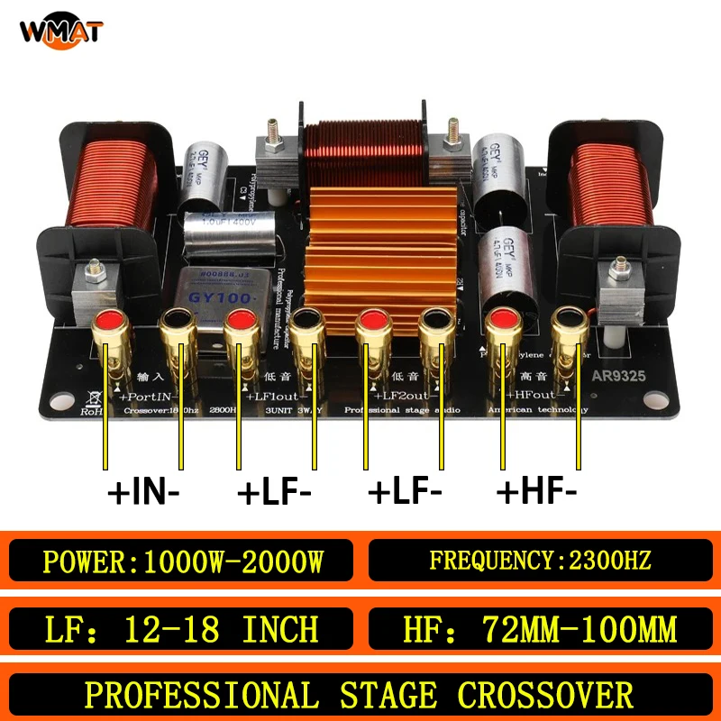 9325/For 12 15Inch Woofer and 72-100mmTweeter 2Road Structure Cross Network Dual-Stage 2300Hz Frequency Divider 1000-2000W
9325/For 12 15Inch Woofer and 72-100mmTweeter 2Road Structure Cross Network Dual-Stage 2300Hz Frequency Divider 1000-2000W