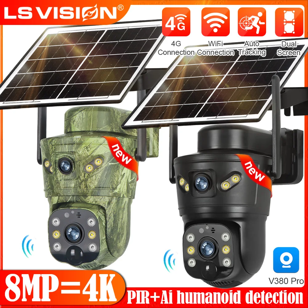 LS VISION 4G Solar Cameras 8MP Outdoor Trail Camera WiFi Security Camera Night Vision PIR Human Motion Auto Tracking CCTV V380
LS VISION 4G Solar Cameras 8MP Outdoor Trail Camera WiFi Security Camera Night Vision PIR Human Motion Auto Tracking CCTV V380