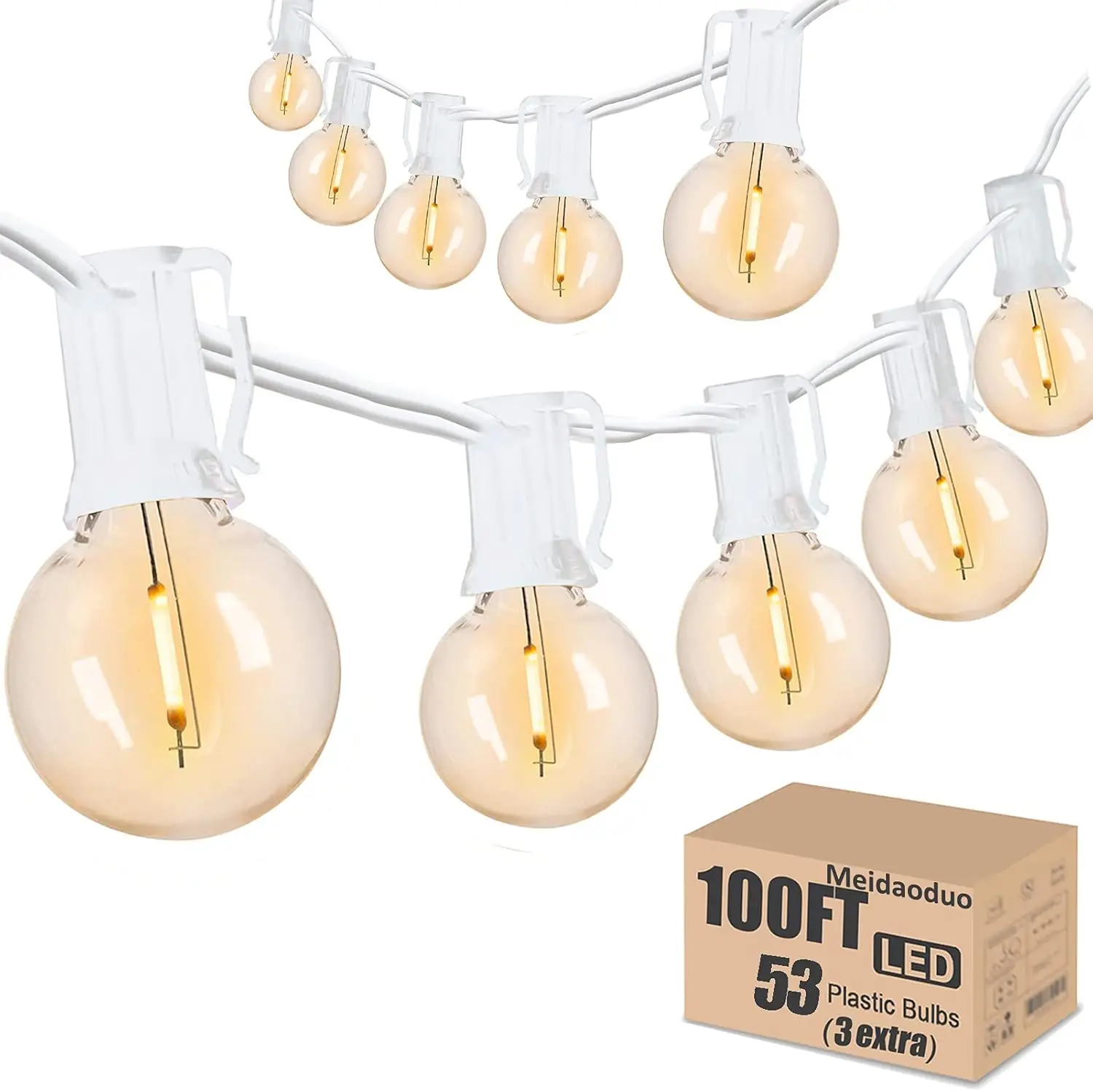 100FT Outdoor String Lights with 53 Shatterproof G40 Bulbs, Waterproof Patio LED for Wedding, Pergola, Gazebo
100FT Outdoor String Lights with 53 Shatterproof G40 Bulbs, Waterproof Patio LED for Wedding, Pergola, Gazebo