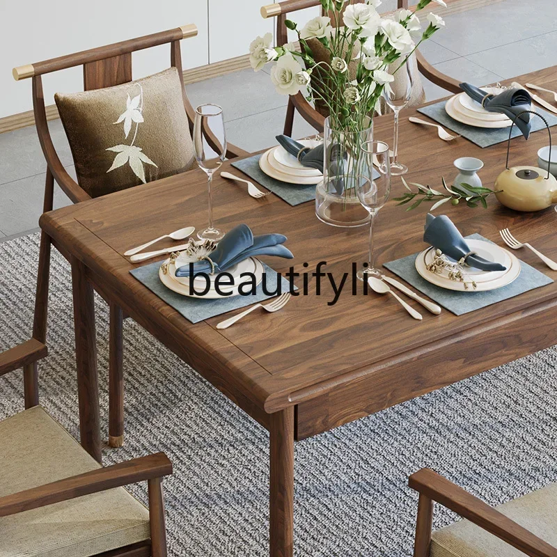 Cy New Chinese-style North American Black Walnut Dining Table And Chair Set Solid Wood Furniture Dining Table
Cy New Chinese-style North American Black Walnut Dining Table And Chair Set Solid Wood Furniture Dining Table