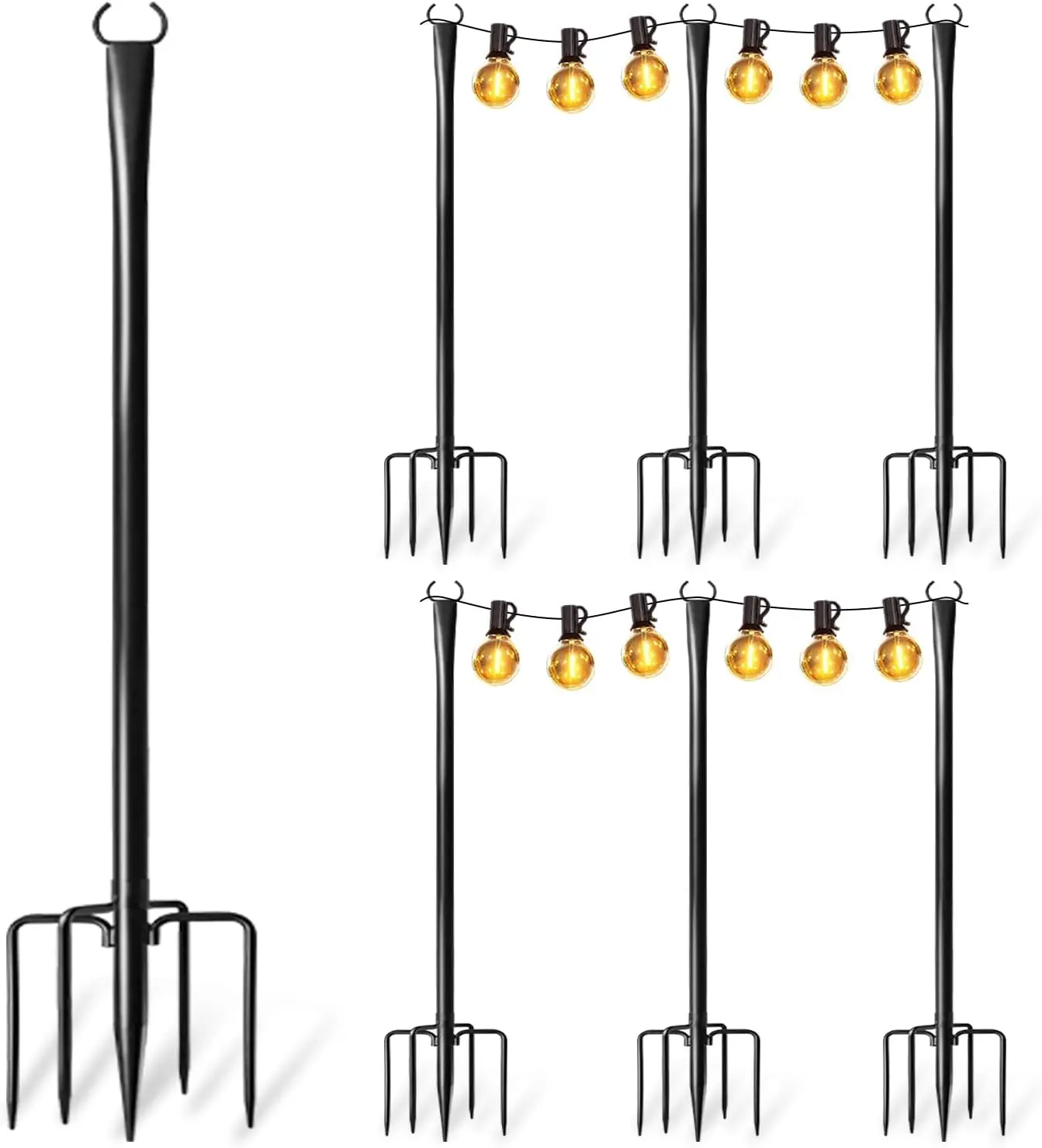 6 Pack Heavy-Duty Metal String Light Poles for Outside, Adjustable Height for Patio, Backyard, Garden
6 Pack Heavy-Duty Metal String Light Poles for Outside, Adjustable Height for Patio, Backyard, Garden