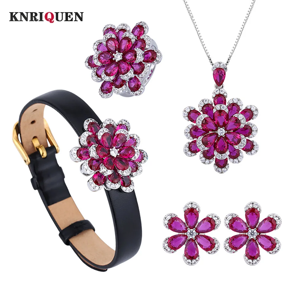 2023 New Ruby Necklace Pendant Rings Bracelet Earrings Fine Jewelry Sets for Women Vintage Lab Diamond Wedding Party Lady Gift
2023 New Ruby Necklace Pendant Rings Bracelet Earrings Fine Jewelry Sets for Women Vintage Lab Diamond Wedding Party Lady Gift