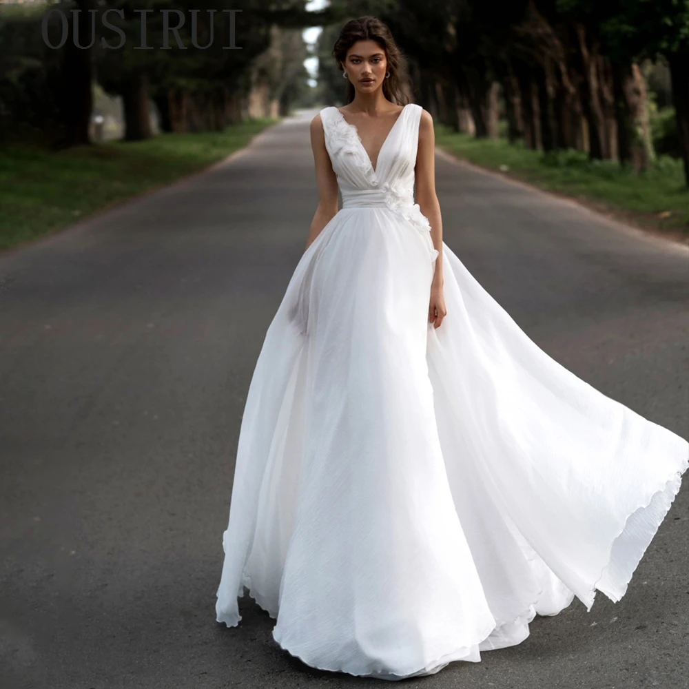 OUSIRUI платья невесты с глубоким V-образным вырезом и цветочным принтом без рукавов, шифоновые свадебные платья высокого качества, элегантное платье с открытой спиной, novia
OUSIRUI платья невесты с глубоким V-образным вырезом и цветочным принтом без рукавов, шифоновые свадебные платья высокого качества, элегантное платье с открытой спиной, novia