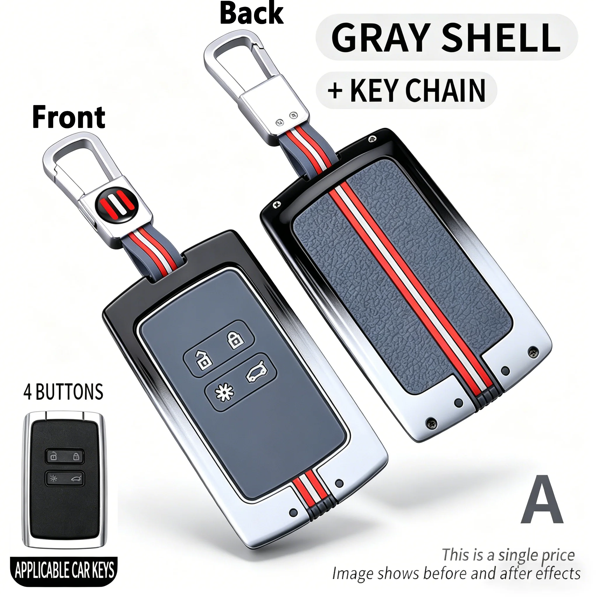 Gray Metal Key Fob Cover for Renault Koleos Kadjar Espace 4-Button Smart Key Protector with Keychain
Gray Metal Key Fob Cover for Renault Koleos Kadjar Espace 4-Button Smart Key Protector with Keychain