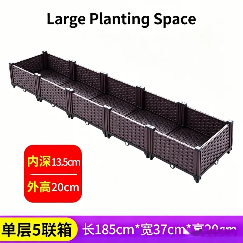 185x37x21cm Single Layer 5-Section Raised Garden Bed Planter Box for Vegetable Flower Outdoor Balcony Patio Growing Container
185x37x21cm Single Layer 5-Section Raised Garden Bed Planter Box for Vegetable Flower Outdoor Balcony Patio Growing Container