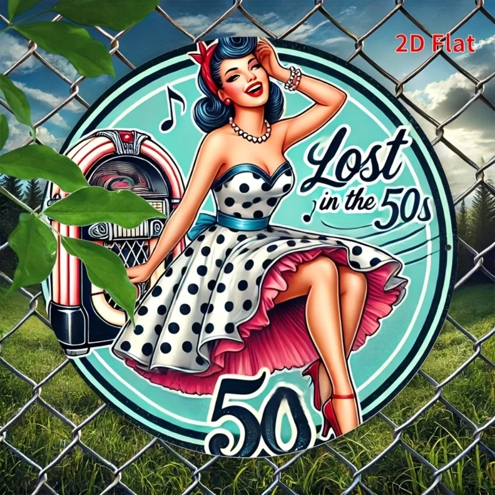 2D Flat Printing, Vintage 50s Style Metal Wall Art - "Lost in the 50s" with Rockabilly for Home, Office, Bedroom, Coffee Shop,
2D Flat Printing, Vintage 50s Style Metal Wall Art - "Lost in the 50s" with Rockabilly for Home, Office, Bedroom, Coffee Shop,