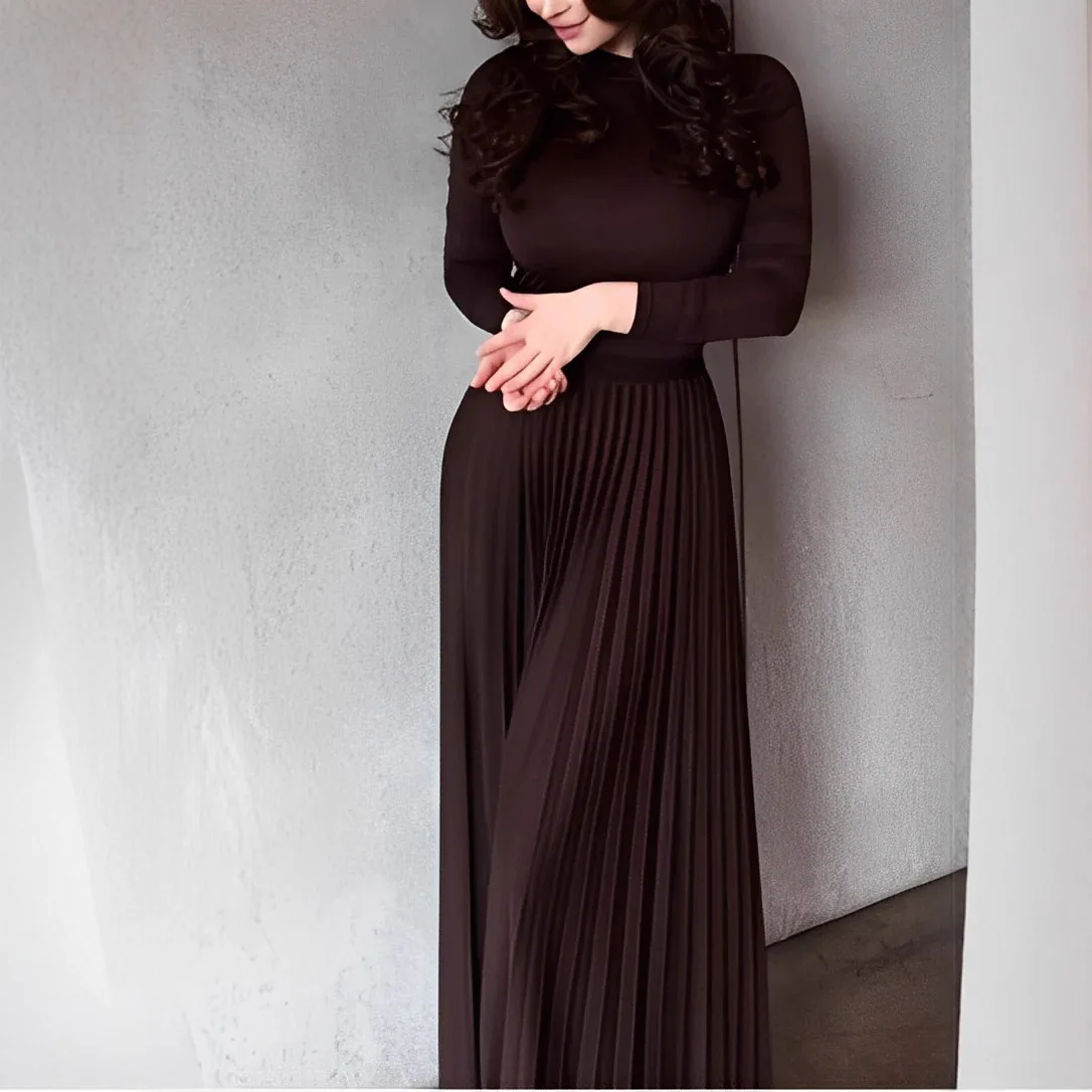 2026 New Amazon Independent Station Solid Color Knitted Sleeve Bodycon Top With Pleated Long Skirt
2026 New Amazon Independent Station Solid Color Knitted Sleeve Bodycon Top With Pleated Long Skirt