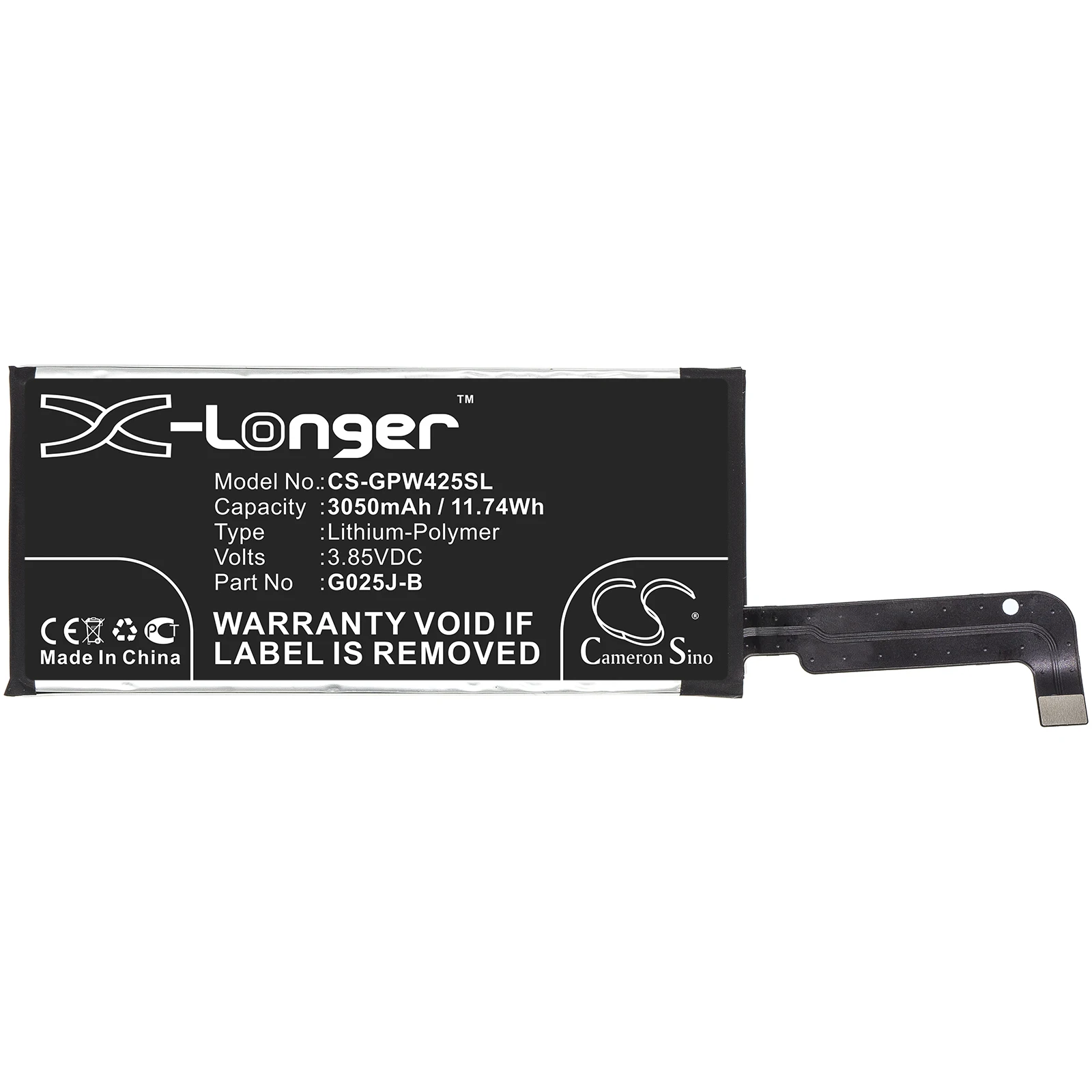 Li-Polymer Mobile, SmartPhone Battery for Google, 3.85V, 3050mAh, Compatible Models: Pixel 4A
Li-Polymer Mobile, SmartPhone Battery for Google, 3.85V, 3050mAh, Compatible Models: Pixel 4A