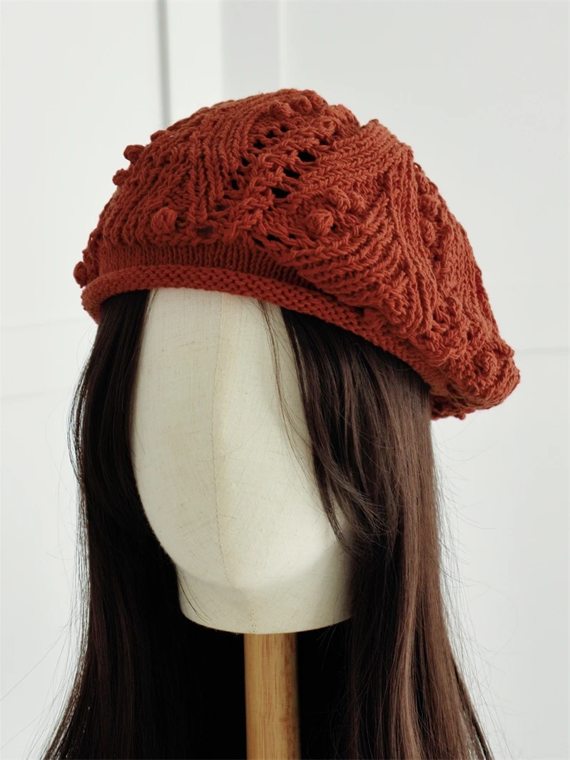 Zhang Du Gold Japanese Style Handmade Hollow Beret Hat Women Summer Thin Vintage Pure Cotton Cuffed Knitted Painter Hat Trendy
Zhang Du Gold Japanese Style Handmade Hollow Beret Hat Women Summer Thin Vintage Pure Cotton Cuffed Knitted Painter Hat Trendy