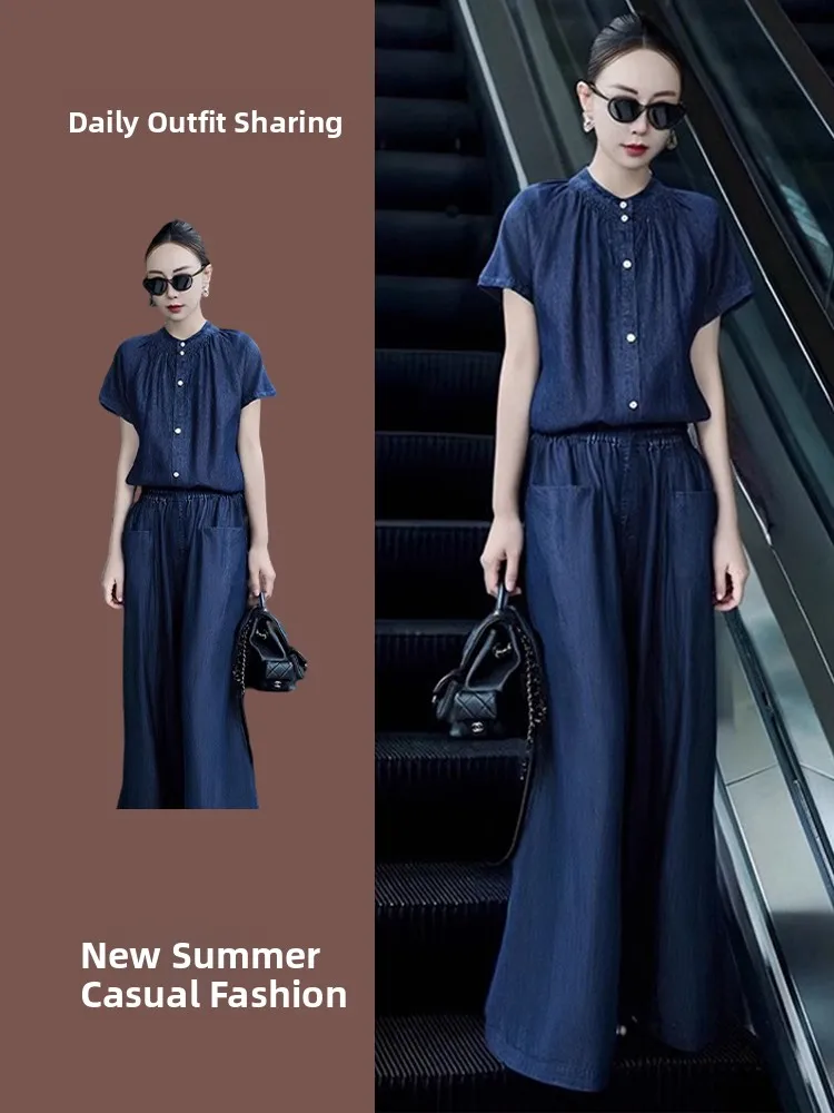 Summer Fashion Casual Slimming Denim Shirt Set High-Quality Elegant Youthful Style Polyester Fiber 100% Student Work Uniform
Summer Fashion Casual Slimming Denim Shirt Set High-Quality Elegant Youthful Style Polyester Fiber 100% Student Work Uniform