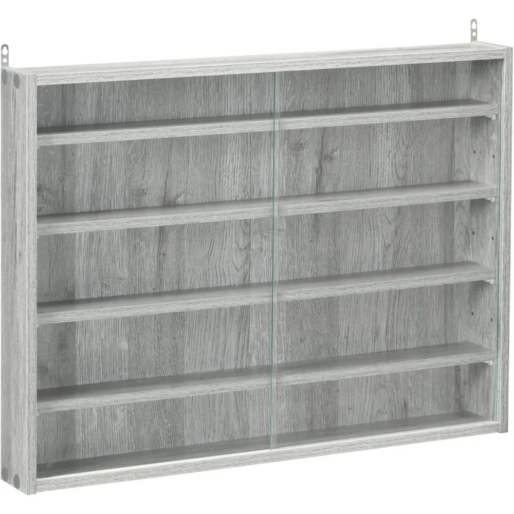 5-Tier Display Cabinet, Glass Door Cabinet with Adjustable Shelves, Wall-Mounted Display Case for Playroom, Bedroom
5-Tier Display Cabinet, Glass Door Cabinet with Adjustable Shelves, Wall-Mounted Display Case for Playroom, Bedroom