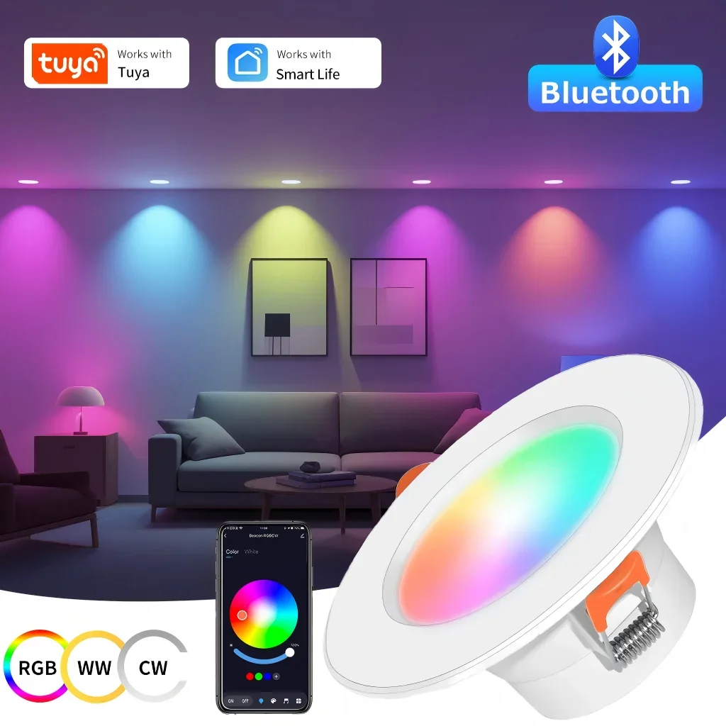 Tuya LED Downlight Smart Life Bluetooth Ceiling Light AC85-265V 10W 15W Dimmable RGB Atmosphere Light for Living Room Bedroom
Tuya LED Downlight Smart Life Bluetooth Ceiling Light AC85-265V 10W 15W Dimmable RGB Atmosphere Light for Living Room Bedroom