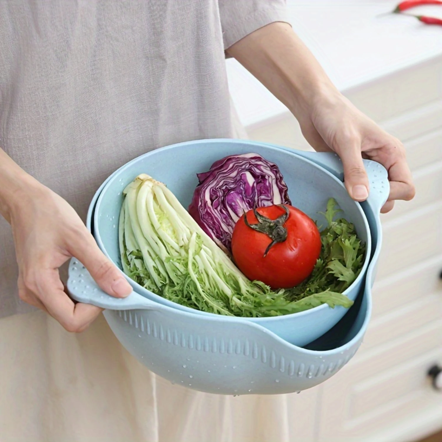Oval Colander Strainer Basket with Handles - Multifunctional Kitchen Fruit and Vegetable Washing Bowl, Drain Water Filter Basket
Oval Colander Strainer Basket with Handles - Multifunctional Kitchen Fruit and Vegetable Washing Bowl, Drain Water Filter Basket