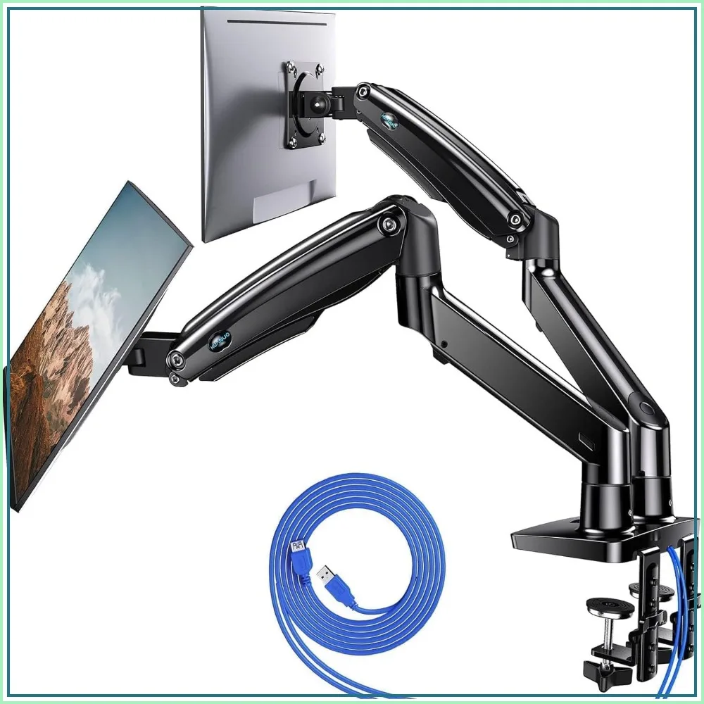 Dual Monitor Stand for 13-40 inch Screens, Height Adjustable Monitor Mount with USB, VESA Mount, Clamp/Grommet Base, Holds 26.4lbs per Arm
Dual Monitor Stand for 13-40 inch Screens, Height Adjustable Monitor Mount with USB, VESA Mount, Clamp/Grommet Base, Holds 26.4lbs per Arm