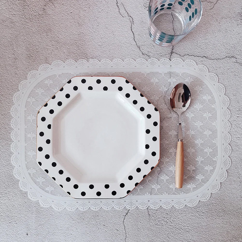 Waterproof Placemat Mats PP White Kitchen Tool Pad Drink Coaster Lace Flower Printed Table Mat Easy Clean
Waterproof Placemat Mats PP White Kitchen Tool Pad Drink Coaster Lace Flower Printed Table Mat Easy Clean