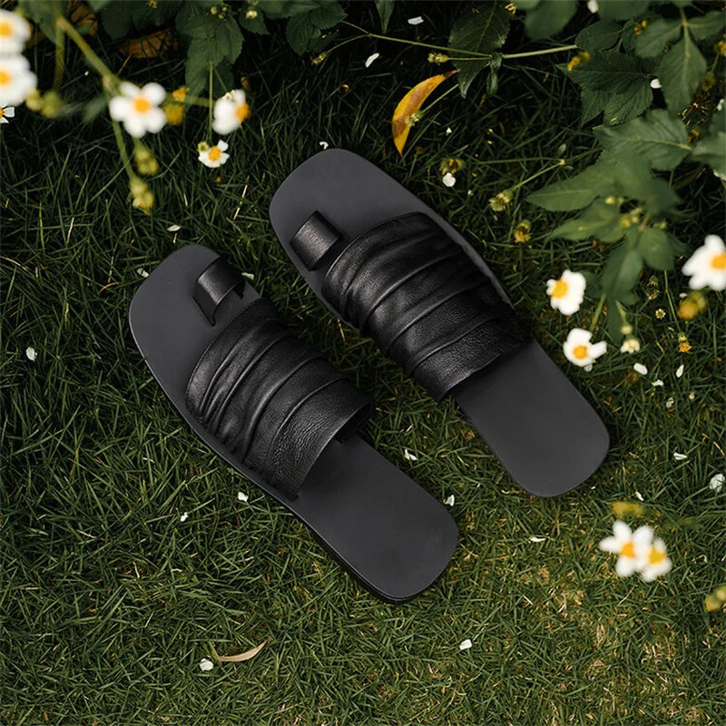 Pleated Design Flip-flops Beach Summer Shoes Solid Flat Shoes Comfort Sandals Luxury Slippers Casual Zapatos Mujer Leather New
Pleated Design Flip-flops Beach Summer Shoes Solid Flat Shoes Comfort Sandals Luxury Slippers Casual Zapatos Mujer Leather New