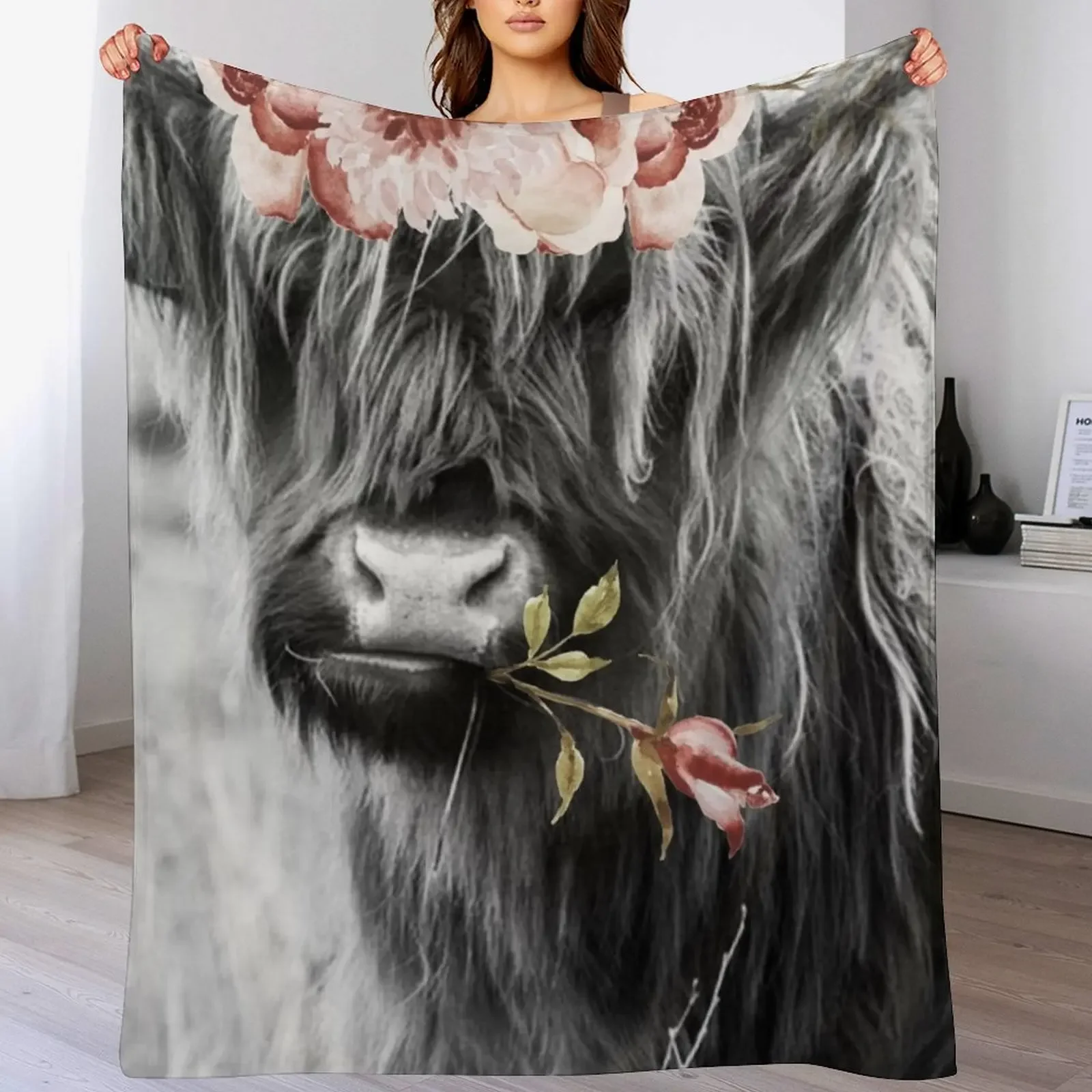 Highland Cow Portait with Flowers Throw Blanket All Season Lightweight Soft Blanket for Bed
Highland Cow Portait with Flowers Throw Blanket All Season Lightweight Soft Blanket for Bed
