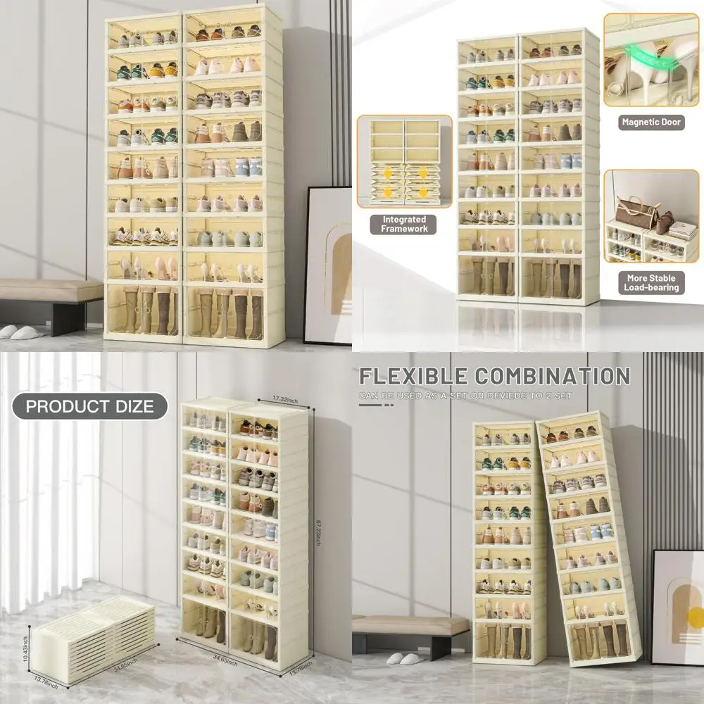 9-уровневая складная полка для обуви-органайзер для шкафа с колесами, 36 пар пластиковой складной полки для обуви для входной двери
9-уровневая складная полка для обуви-органайзер для шкафа с колесами, 36 пар пластиковой складной полки для обуви для входной двери