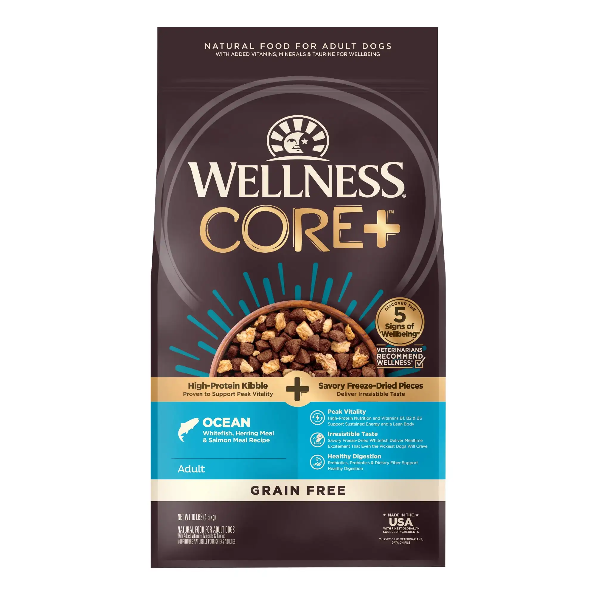 Wellness Core+ Grain Free Ocean Whitefish, Herring Meal & Salmon Meal Recipe, 10 Pound Bag
Wellness Core+ Grain Free Ocean Whitefish, Herring Meal & Salmon Meal Recipe, 10 Pound Bag