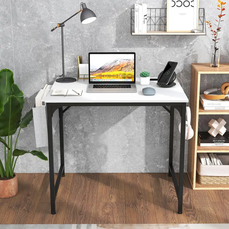 32 Inch Computer Desk Small Home Office Desk with Charging Station-White
32 Inch Computer Desk Small Home Office Desk with Charging Station-White