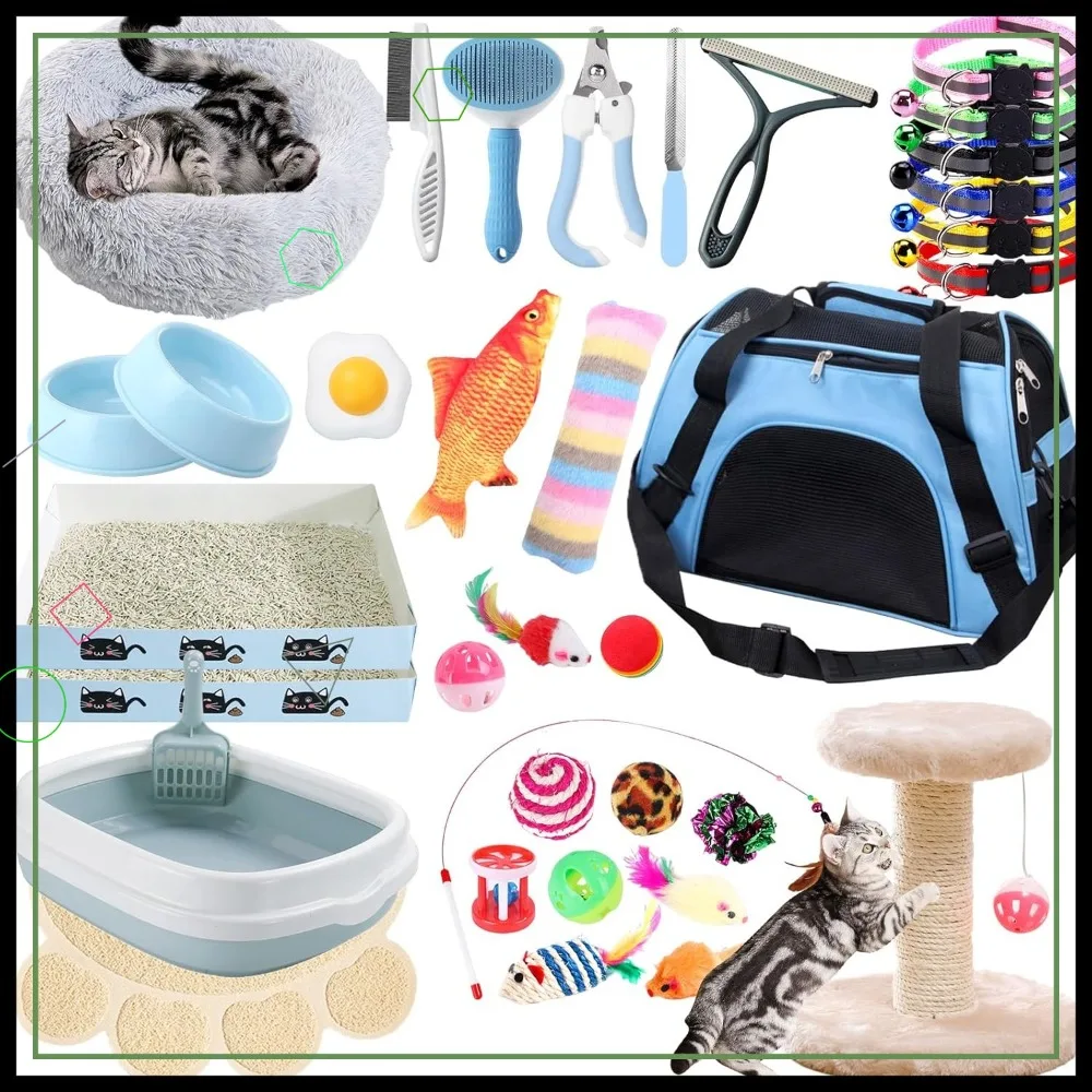 37-Piece Kitten Starter Kit for Indoor Kittens: Bed, Carrier, Litter Mat, Box, Collar, Bowls & Toys (Blue)
37-Piece Kitten Starter Kit for Indoor Kittens: Bed, Carrier, Litter Mat, Box, Collar, Bowls & Toys (Blue)