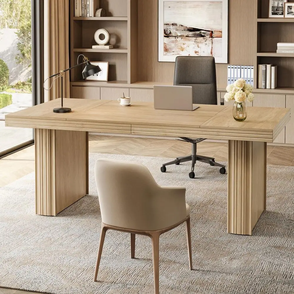63 Executive Desk, Modern Executive Office Desk with Thickened Desktop and HeavyDuty Legs, Wood Writing Workstation Study Table
63 Executive Desk, Modern Executive Office Desk with Thickened Desktop and HeavyDuty Legs, Wood Writing Workstation Study Table
