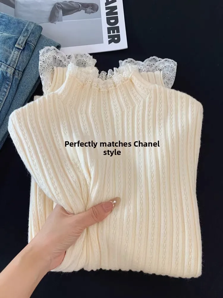 Lace Half High Neck Knitted Sweater Women's Spring Fashion Age Reduction Layering Inner Wear Base Autumn Winter
Lace Half High Neck Knitted Sweater Women's Spring Fashion Age Reduction Layering Inner Wear Base Autumn Winter