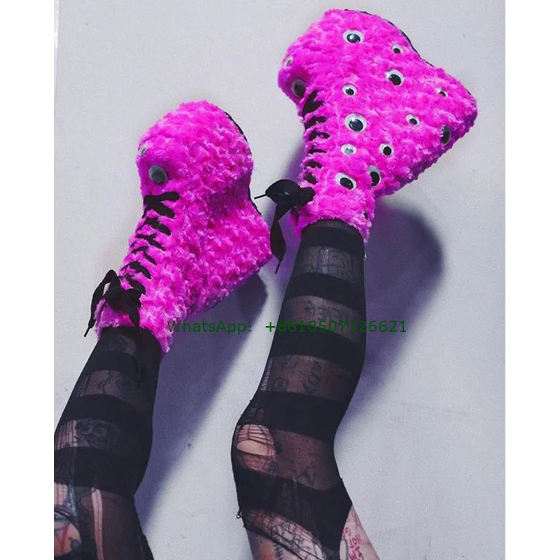 Fur Thick Sole Round Toe Lace-up Boots Cross Strap Mid-Cut Unique Women's Shoes
Fur Thick Sole Round Toe Lace-up Boots Cross Strap Mid-Cut Unique Women's Shoes