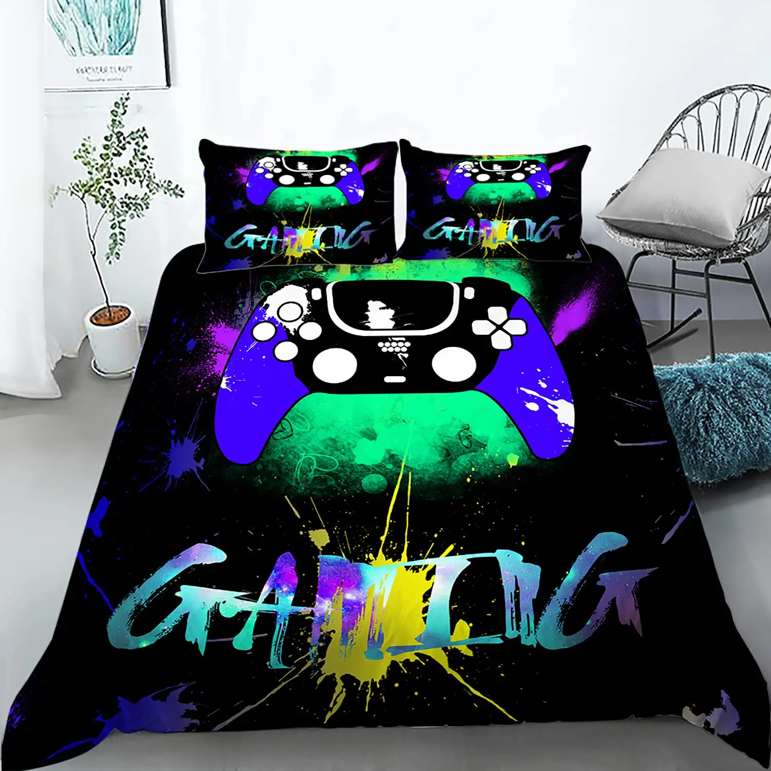 Gamepad Duvet Cover Set Twin Queen King Size, Geometric Bedding Set for Kids Boy Game Room Dorm, Modern Gamer Comforter Cover
Gamepad Duvet Cover Set Twin Queen King Size, Geometric Bedding Set for Kids Boy Game Room Dorm, Modern Gamer Comforter Cover