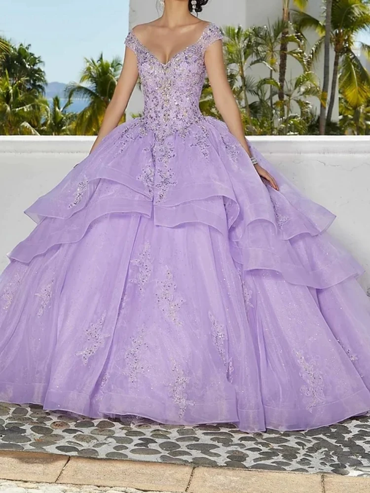 NA238 Customized Lilac Princess Girl Quinceanera Dress V Neck Beads Applique Ballgown Prom Party Dress Women Occasion Formal
NA238 Customized Lilac Princess Girl Quinceanera Dress V Neck Beads Applique Ballgown Prom Party Dress Women Occasion Formal