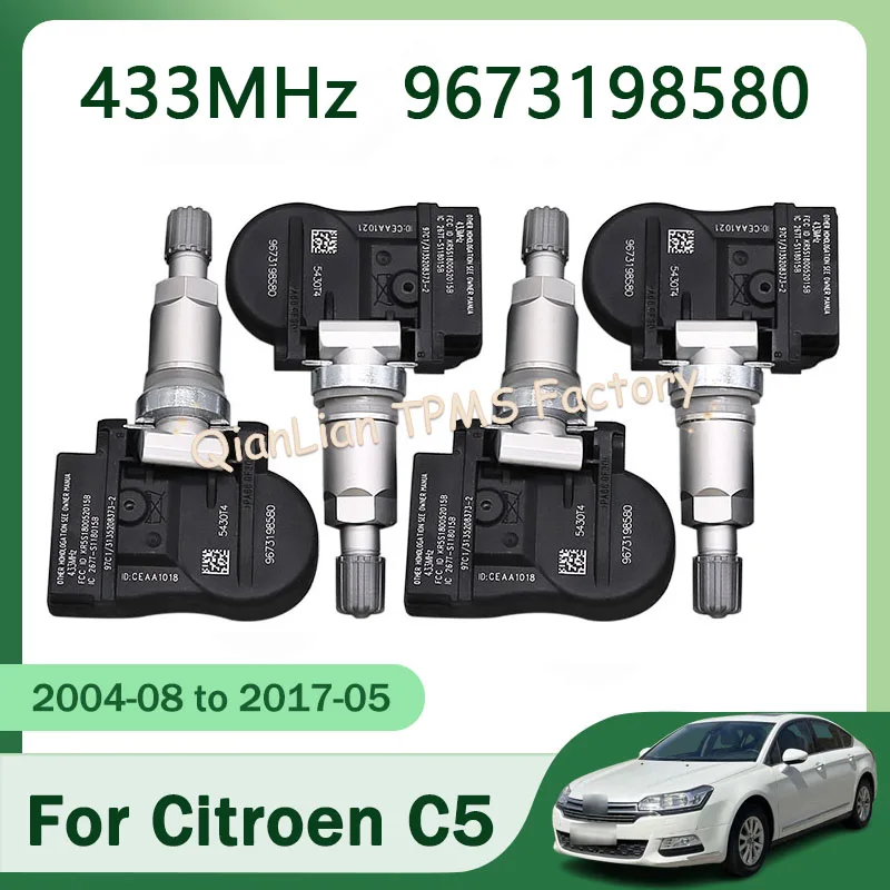 TPMS Tire Pressure Monitor System For Citroen C5 C4 C6 1/4pcs 9673198580 433MHz Tyre Pressure Sensor Car Accessories
TPMS Tire Pressure Monitor System For Citroen C5 C4 C6 1/4pcs 9673198580 433MHz Tyre Pressure Sensor Car Accessories
